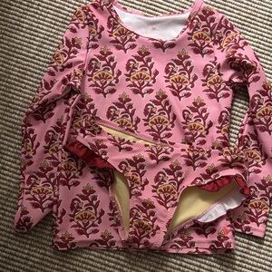 Pink chicken 2 piece bathing suit. Size 4.